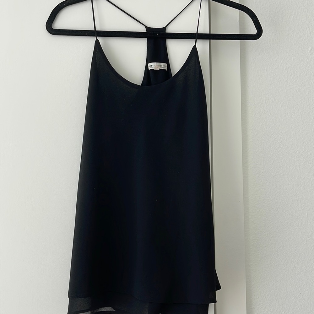 BLACK SPAGHETTI RACERBACK TOP